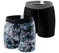 Carer 2 Pcs Men's Incontinence Pants 100ml Absorbency Washable Reusable Cotton Light Boxer Briefs with Ergonomically Shaped for Urine Leakage Functional Underwear for Men Size XL