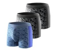 Carer 3 Pack Cool & Breathable Men's Incontinence Boxer Briefs, Fashionable Incontinence Pants for Men with 80 ML Absorbent Pad Prevents Bladder Leaks Mild Incontinence Blue & Black Size XL