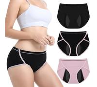 Carer 3 Pack Incontinence Underwear for Women, Washable 120ml High Absorbency Womens Incontinence Panties, Reusable Leakproof Protection Briefs for Bladder Leakage XL(Black,Pink, Black/Pink Trim)