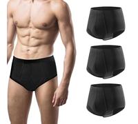 Carer 3-Pack Mens Incontinence Pants Reusable Washable Cotton Briefs with Absorbent Pad 200ML Urine Volume Leak Proof for Daily Use Travel & Post Surgery Black M Size