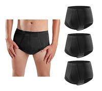 Carer 3-Pack Mens Incontinence Pants Reusable Washable Cotton Briefs with Absorbent Pad 200ML Urine Volume Leak Proof for Daily Use Travel & Post Surgery Black S Size