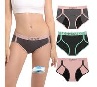 Carer 3-Pack Period Pants Heavy Flow with 50ML Instant Absorption Pad Skin Women's Menstrual Underwear Leakproof Soft & Skin-Friendly Reusable Panties Multicolor, Size M