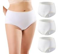 Carer 3 Pack Women's Incontinence Briefs, Washable Cotton Panties with 100ML Absorbent Pad Prevents Bladder Leaks Designed for Mild Incontinence White Size XXL