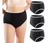 Carer 3 Pack Women's Incontinence Briefs, Washable Cotton Panties with 100ML Absorbent Pad Prevents Bladder Leaks Designed for Mild Incontinence Black Size S
