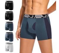 Carer 5 Pack Washable Incontinence Underwear for Men, 120ml Absorbency Mens Urinary Protective Boxer Briefs for Bladder Leak - Ultra-Thin Invisible Core Leakproof Panties,2XL(2 Black, 2 Blue, 1 Gray)