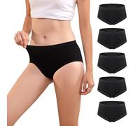 Carer 5 Pcs Period Pants Women Menstrual Underwear Reusable and Absorbent Period Underwear for Menstruation Leakproof Size L Black