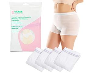 Carer Incontinence Net Knickers, 4 Pcs Women's Net Knickers High Density Mesh Disposable Pants for Maternity/C-Section Recovery/Incontinence/Travel