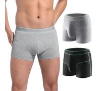 Carer Incontinence Underwear for Men Washable Mens Cotton Incontinence Boxer Briefs with Front 100ml Absorbent Bladder Leak Proof Underwear 2pk-S (Black,Gray)