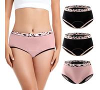 Carer Incontinence Underwear for Women, Washable Absorbency & Reusable Leak Proof Protection Panties for Bladder Leakage(2 Black/1 Pink, Small, 3 Pack)
