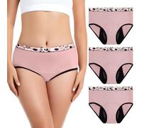 Carer Incontinence Underwear for Women, Washable Absorbent Briefs 3-Pack, Reusable Leak Proof Protection Panties for Bladder Leakage, Pink, XX-Large