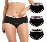 Carer Incontinence Underwear for Women, Washable Absorbent Briefs 3-Pack, Reusable Leak Proof Protection Panties for Bladder Leakage, Black, Small