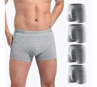 Carer Mens Incontinence Underwear Washable Leak-Proof Reusable Absorbent Underwear for Bladder Leak Urinary Protective Boxer Briefs 4-Pack, Gray, XXX-Large
