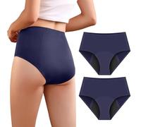 Carer Pack of 2 Women's Incontinence Briefs with High Absorbency, Period Underwear for Day and Night Protection, High Waisted Protective Menstrual Briefs, 50 ml to 100 ml, Blue, M