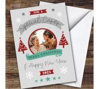 Carer Photo Grey Tree Custom Greeting Personalised Christmas Card | Christmas Card | Any Relation Xmas Card