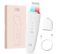 CARER SPARK Ultrasonic Facial Scrubber - Ultrasonic EMS Ion Red & Blue Light Facial Skin Spatula with 4 modes for Deep Cleansing Blackhead Removal Nutrient Infusion Gentle Exfoliation USB Rechargeable