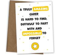 Carer Thank You Card - Impossible to Forget - Appreciation Card for Carer to Express Thanks to Him or Her - Leaving, Retirement