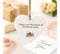 Carers Are the Heart of Christmas Spirit - Acrylic Heart Ornament Gift, Festive Holiday Keepsake Decoration for Helpers & Nurses