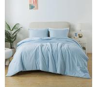 Caressma Baby Blue Comforter Set Twin Size, Solid Lightweight Down Alternative Soft Boho Bedding Comforter Set, Breathable Fluffy Microfiber Skin-Friendly Comforter (68"x90") for All Seasons