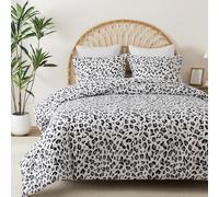 Caressma White Leopard Print Comforter Set, Full Size 3 Pieces for All Seasons, Untamed Wilderness Style Comforter with Pillowshams, Ultra Soft Microfiber