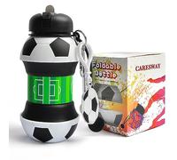 CARESWAY Football Water Bottle for Boys and Girls - Football Gifts for Boys and Girls - Collapsible Bottle for Children Drinks