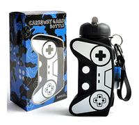 CARESWAY Kids Water Bottle with Keyring - 600 ml Girls and Boys Game Drinking Bottle For School - Leakproof Reusable BPA Free for Children Drinks (Black)