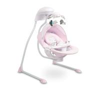 CARETERO RAFFI Electric Baby Swing - Baby Swing from the First Days up to 12 kg - 5 Speeds, Timer, Seat Belt, Music, Toy Mobile, Adjustable Backrest - Pink