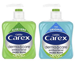 Carex Antibacterial Hand Wash Derma Care Original and Aloe Vera Set 2 x 250ml Eco Refill System Bottles