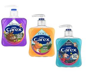 Carex Handwash Kids FUN Edition 3 x 250 ml Liquid Hand Wash Kills Bacteria Gruffalo, Zog, Room on the Broom