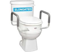 Carex Raised Toilet Seat With Handles - For Standard Elongated Toilets - Adds 3.5 Inches to Toilet Height - Toilet Seat Riser For Handicap and Seniors