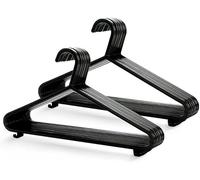 Carezon Plastic Coat Hangers Pack of 80 Adult Clothes Hangers, Strong & Durable for Closets and Clothes Rails, Non-Slip, Space Saver Storage Organiser for Coats,Suits,Hooks,Trouser Bar & Lip - Black