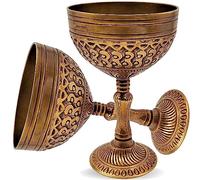 Carfar Wine Goblet Solid Brass Royal Wine Cup Handmade Goblet Medieval Decor Gothic Chalice Pack of 1 (Antique Brown)