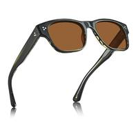 CARFIA Fashion Polarised Mens Sunglasses UV400 Protection for Golf CA5509 | Modern Retro Acetate Square Shades Driving Eyewear
