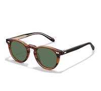 CARFIA Men's Sunglasses UV Polarised Round Vintage Acetate Design CA5506 | UV400 Protection Cat 3 Eyewear for Driving Golf Travel