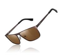 CARFIA Metal Men's Polarised Sunglasses UV400 Protection Spring Hinges Eyewear with Flat Rectangle Shape for Driving Outdoor Activities