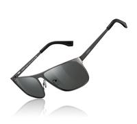 CARFIA Metal Men's Polarised Sunglasses UV400 Protection Spring Hinges Eyewear with Flat Rectangle Shape for Driving Outdoor Activities