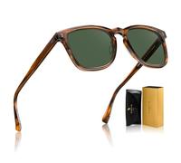 CARFIA Retro Square Sunglasses for Men Polarized Driving Shades CA5402 | Handcrafted Acetate, UV400 Protection, Rectangular Frame for Outdoor Travel Fishing Golf, Anti Glare Glasses