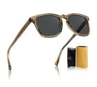 CARFIA Retro Square Sunglasses for Men Polarized Driving Shades CA5402 | Handcrafted Acetate, UV400 Protection, Rectangular Frame for Outdoor Travel Fishing Golf, Anti Glare Glasses