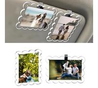 CARFIB 2pcs Car Picture Frame Sun Visor Clip for Polaroid Photo Holder Magnetic Safe Personalized Display Memorial Pictures Universal Acrylic