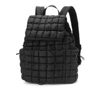 Carfond Quilted Puffer Backpack for Women Lightweight Puffy Drawstring Backpacks Rucksacks Bags for Casual Daypack Travel, Black, Daypack Backpacks