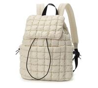Carfond Quilted Puffer Backpack for Women Lightweight Puffy Drawstring Backpacks Rucksacks Bags for Casual Daypack Travel, Beige, Daypack Backpacks