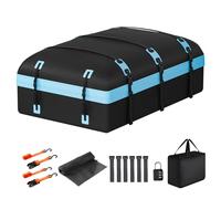 CARFORU Car Rooftop Cargo Carrier Bag, 30 Cubic Feet Waterproof Soft-Shell Car Roof Bag for All Vehicle with/Without Rack, Include Anti-Slip Mat, Reinforced Straps, Door Hooks and Luggage Lock, Blue