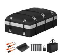 CARFORU Car Rooftop Cargo Carrier Bag, 30 Cubic Feet Waterproof Soft-Shell Car Roof Bag for All Vehicle with/Without Rack, Include Anti-Slip Mat, Reinforced Straps, Door Hooks Luggage Lock (Grey)