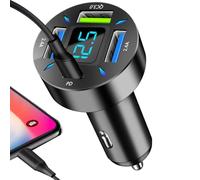 Cargador De Coche USB C - Adaptador De Carga Rápida 66 W, Cargador USB De 4 | Puertos, Cargador PD QC 3.0 | Pantalla Digital LED Con Monitoreo De Voltaje De Batería, Estación De Carga Para Teléfonos, Tab
