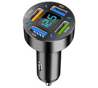 Cargador De Coche USB C - Adaptador De Carga Rápida 66 W, Cargador USB De 4 | Puertos, Cargador PD QC 3.0 | Pantalla Digital LED Con Monitoreo De Voltaje De Batería, Estación De Carga Para Teléfonos, Tab