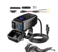 Cargador de teléfono USB de motocicleta - Adaptador de alimentación PD 3.0 rápido, Sucket de carga de Doble Puerto | Pantalla de voltímetro Digital, herramienta de convertidor de tablero Impermeable,