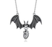 Cargari Skull Cat Ghost Bat Spider Pumpkin Necklace 925 Sterling Silver Halloween Necklace for Women Men Birthday Christmas Ornaments Gift, Sterling Silver, Base