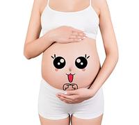 CARGEN 2 Sheets Pregnancy Temporary Tattoos Baby Bump Tattoos Cartoon Face Cute Photography Props