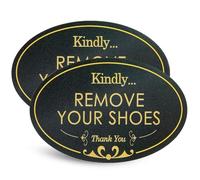 CARGEN Kindly Remove Your Shoes - Welcome Sign Oval 6.3" x 3.8" Black