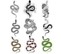 CARGEN Realistic Snake Temporary Tattoos - 3 Sheets 9 Design 3D Snake Stickers Fake Tattoos Snakes for Kids Women Men Adult Green Rose Flower Star Hourglass Body Art Forearm Arm