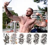 CARGEN Temporary Tattoos Shoulder 6 sheets to Wrist Dragon Ink Stickers Large Size Waterproof Durable Engraving Tattoo Stickers Body Sticker